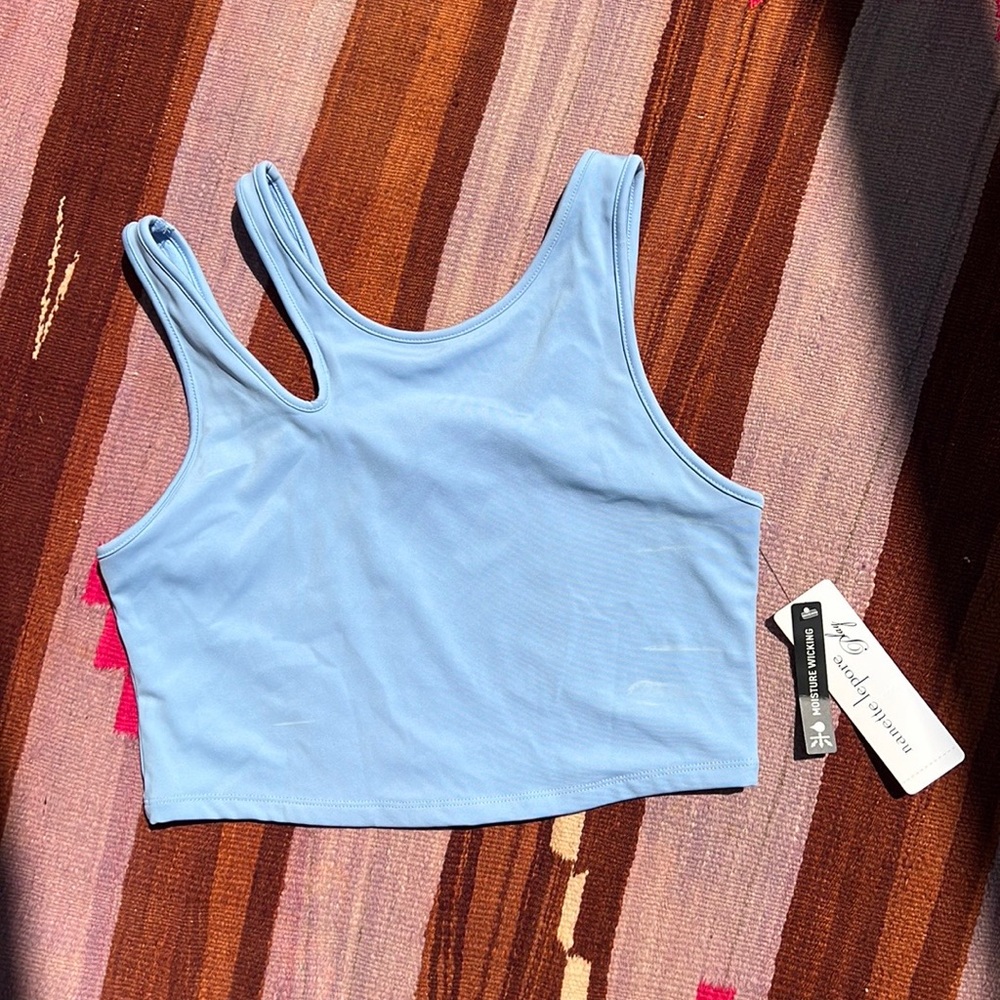 Crop Workout Top with Shoulder Detail